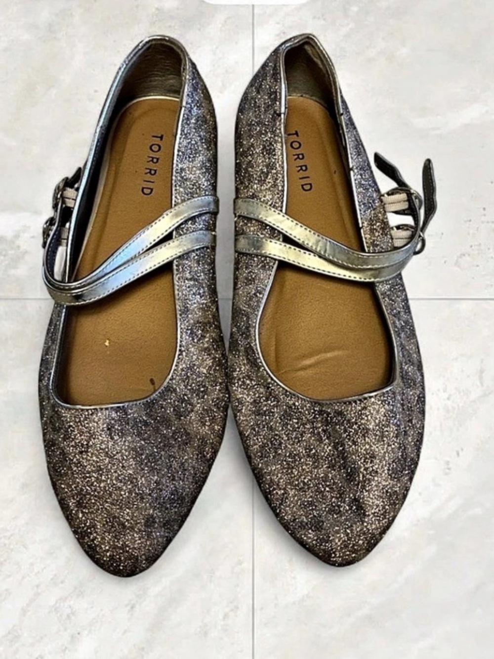 TORRID Glitter Mary Jane Flats in Gray & Silver